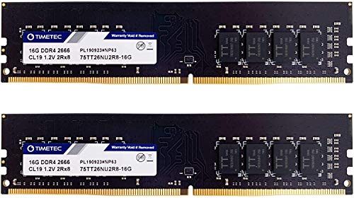 Timetec 32GB KIT (2x16GB) DDR4 2666MHz PC4-21300 Non-ECC Unbuffered 1.2V CL19 2Rx8 Dual Rank 288 Pin UDIMM Desktop Memory RAM Module Upgrade (32GB KIT(2x16GB)) von Timetec