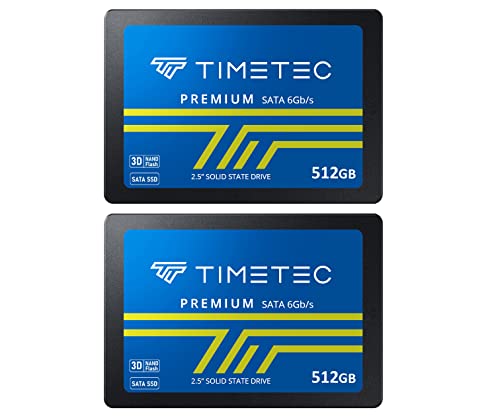 Timetec 512 GB x 2 (2 Stück) SSD 3D NAND SATA III 6 Gb/s 2,5 Zoll 7 mm (0,28 Zoll) Lesegeschwindigkeit bis zu 550 MB/s SLC Cache Performance Boost Internes Solid State Drive für PC Computer Desktop von Timetec