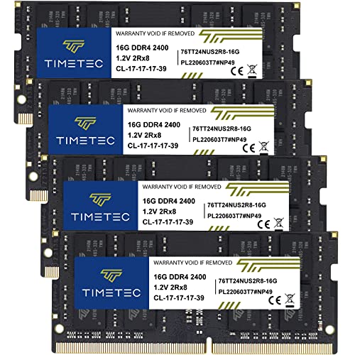 Timetec 64GB KIT (4x16GB) DDR4 2400MHz PC4-19200 Non-ECC Unbuffered 1,2V CL17 2Rx8 Dual Rank 260 Pin SODIMM Laptop Notebook PC Computer Memory RAM Module Upgrade (64GB KIT (4x16GB) )) von Timetec