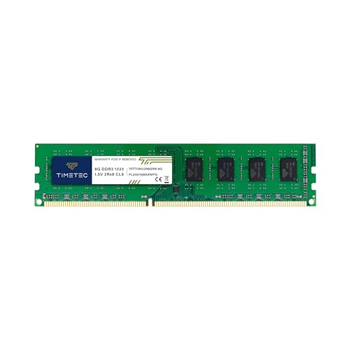 Timetec 8 GB DDR3 1333 MHz PC3-10600 Non-ECC ungepuffert 1,5 V CL9 2Rx8 Dual Rank 240 Pin UDIMM Desktop Arbeitsspeicher RAM Modul Upgrade (8 GB) von Timetec