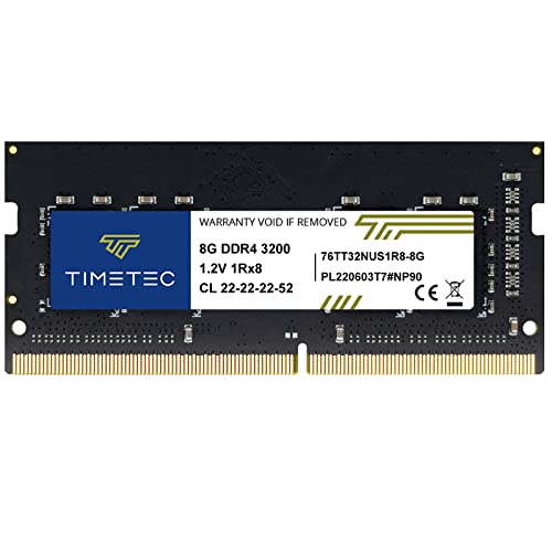 Timetec 8 GB DDR4 3200 MHz PC4-25600 Nicht-ECC ungepuffert 1,2 V CL22 1Rx8 Single Rank 260 Pin SODIMM Kompatibel mit AMD und Intel Gaming Laptop Notebook PC Computer Speicher RAM Modul Upgrade von Timetec