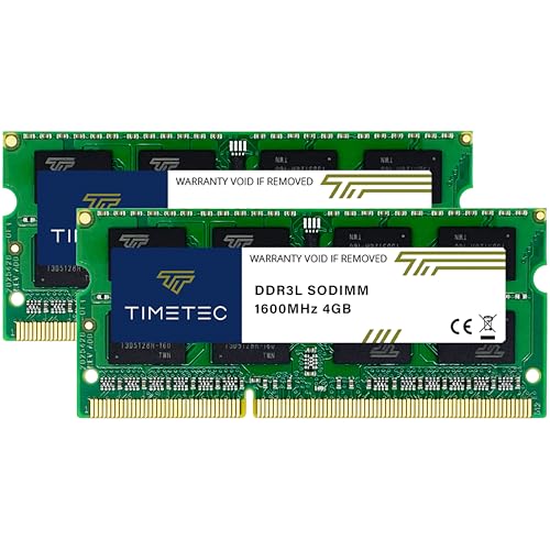 Timetec 8 GB KIT (2 x 4 GB) DDR3L / DDR3 1600 MHz PC3L-12800 / PC3-12800 Nicht-ECC ungepuffert 1,35 V / 1,5 V CL11 2Rx8 Dual Rank 204 Pin SODIMM Laptop Notebook PC Computer Speicher RAM Modul Upgrade von Timetec