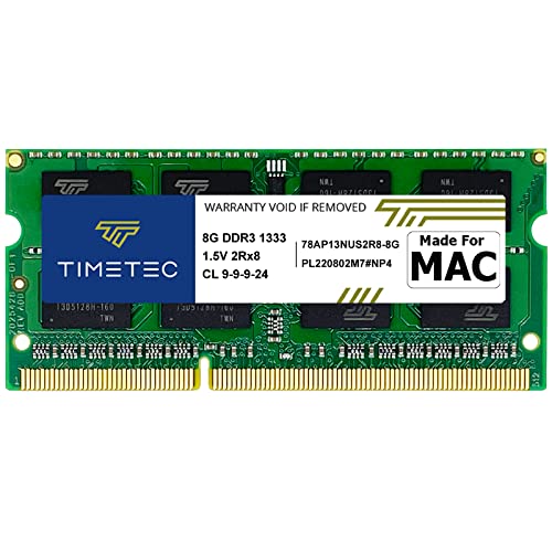 Timetec 8 GB kompatibel für Apple DDR3 1333 MHz PC3-10600 CL9 für Mac Book Pro (Anfang/Ende 2011), iMac (Mitte 2010, Mitte/Ende 2011), Mac Mini 2011 MAC-RAM-Upgrade von Timetec
