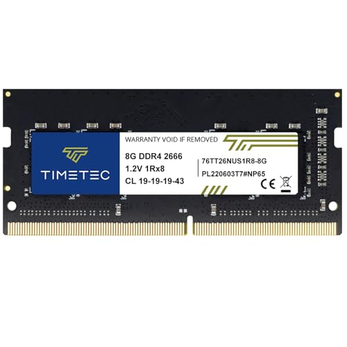 Timetec 8GB DDR4 2666MHz (DDR4-2666) PC4-21300 ((PC4-2666V) Non-ECC Unbuffered 1.2V CL19 1Rx8 Single Rank 260 Pin SODIMM Laptop Notebook PC Computer Speicher RAM Modul Upgrade (8GB) von Timetec