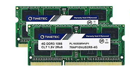 Timetec 8GB KIT(2x4GB) kompatibel für Apple DDR3 1067MHz/1066MHz PC3-8500 CL7 für Mac Book, Mac Book Pro, iMac, Mac Mini(Ende 2008, Anfang/Mitte/Ende 2009, Mitte 2010) SODIMM Speicher MAC RAM Upgrade von Timetec