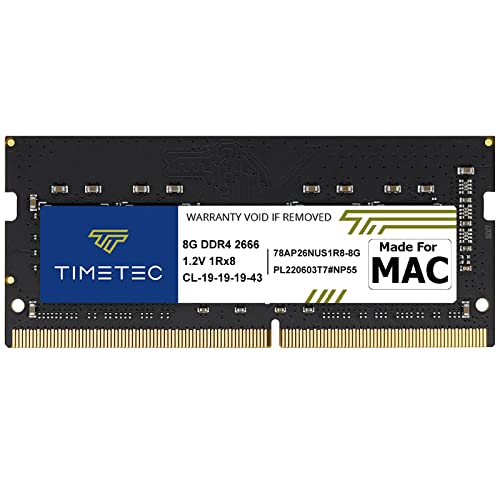 Timetec 8GB kompatibel für Apple DDR4 2666MHz für Mitte 2020 iMac20,1/20,2/Mitte 2019 iMac19,1 27 Zoll mit Retina 5K Display, Ende 2018 Mac mini (8,1) PC4-21333/PC4-21300 SODIMM-MAC-RAM-Upgrade von Timetec