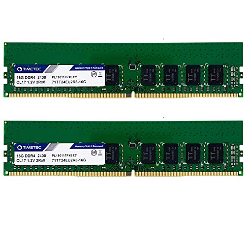 Timetec Hynix IC 32 GB KIT (2 x 16 GB) DDR4 2400 MHz PC4-19200 Unbuffered ECC 1,2 V CL17 2Rx8 Dual Rank 288 Pin UDIMM Server Memory RAM Module Upgrade (32 GB KIT (2 x 16 GB)) von Timetec