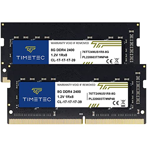 Timetec Hynix IC Arbeitsspeicher für Laptop, Notebook, 16 GB KIT (2 x 8 GB), DDR4, 2400 MHz, PC4-19200, ungepuffert, nicht-ECC, 1,2 V, CL17, 1Rx8, Single Rank 260-polig, SODIMM von Timetec