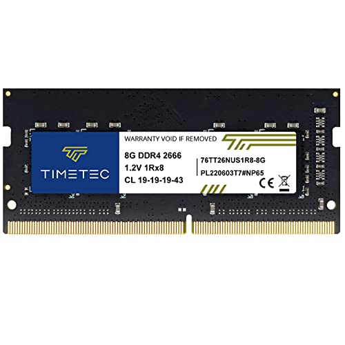 Timetec Hynix IC Arbeitsspeichermodul (8 GB, DDR4, 2666 MHz, PC4-21300, ungepuffert, nicht-ECC, 1,2 V, CL19, 1Rx8, Single Rank 260-polig, SODIMM, für Laptop, Notebook, Computer, RAM-Modul Upgrade GB) von Timetec