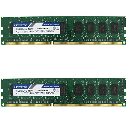 Timetec Hynix IC DDR3 1600MHz PC3-12800 Unbuffered ECC 1.5V UDIMM Server Memory RAM Module Upgrade (1600Mhz 16GB(2x8GB)) von Timetec