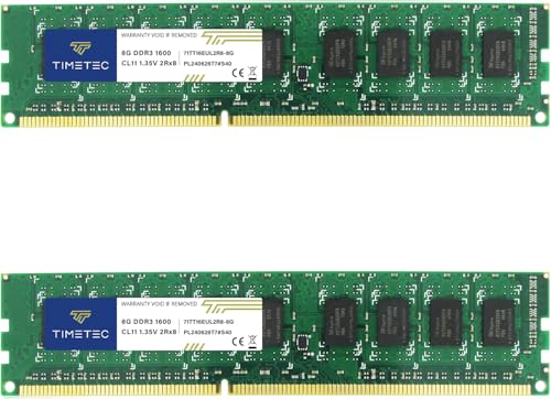 Timetec Hynix IC DDR3 1600MHz PC3-12800 Unbuffered ECC 1.5V UDIMM Server Memory RAM Module Upgrade (1600Mhz 16GB(2x8GB)) von Timetec