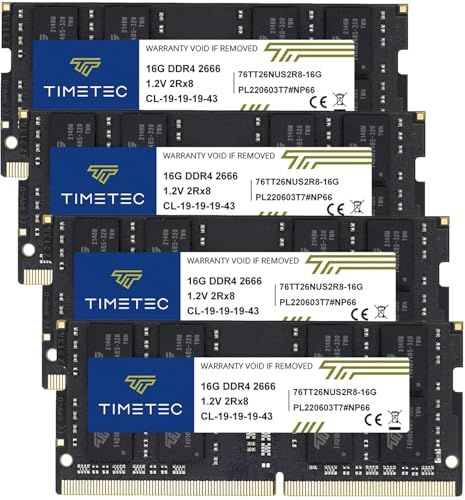 Timetec Hynix IC DDR4 2666MHz PC4-21300 1.2V CL19 2Rx8 260 Pin SODIMM Laptop Arbeitsspeicher Speicher (2666MHz 64GB Kit (4x16GB) SODIMM) von Timetec