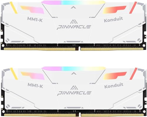 Timetec Pinnacle Konduit RGB 16GB KIT (2x8GB) DDR4 3200MHz PC4-25600 CL16-18-18-38 XMP2.0 Overclocking 1.35V Kompatibel für AMD und Intel Desktop Gaming PC Speichermodul RAM – Weiß von Timetec