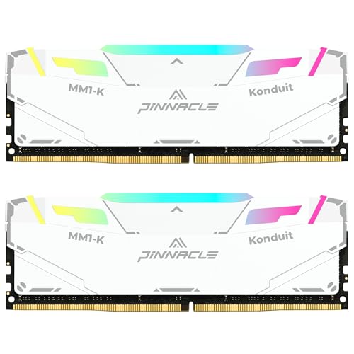 Timetec Pinnacle Konduit RGB 16GB KIT (2x8GB) DDR4 3200MHz PC4-25600 CL16-18-18-38 XMP2.0 Overclocking 1.35V Kompatibel für AMD und Intel Desktop Gaming PC Speichermodul RAM – Weiß von Timetec