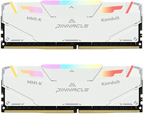 Timetec Pinnacle Konduit RGB 64GB KIT (2x32GB) DDR4 3200MHz PC4-25600 CL16-18-18-38 XMP2.0 Overclocking 1.35V Kompatibel für AMD und Intel Desktop Gaming PC Speichermodul RAM – Weiß von Timetec