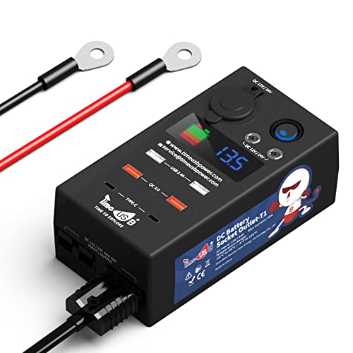 Timeusb 9-In-1 12V/24V DC Akku-Steckdose,DC-Konverter, Gleichstromwandlermit QC 3.0 Schnellladeanschlüssen, USB &Type-C Anschlüssen,LCD-Anzeige, geeignet zum Aufladen von Handys, Tablets, Laptops usw. von Timeusb