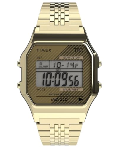 Timex T80 34mm Uhr - Gold-Ton mit Edelstahlarmband TW2R79200 von Timex