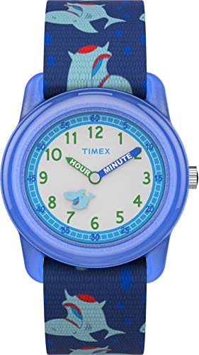 Timex Unisex Kinder Analog Quarz Uhr mit Stoff Armband TW7C13500, Sharks von Timex