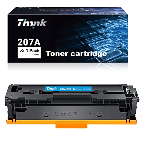 Timink 207A (W2211A) Cyan Toner, 2100 Seiten, Kompatibel mit HP 207A Cyan Toner (Ohne Chip) für HP Color Laserjet Pro MFP M255dw M255nw M283fdw M283fdn M282nw Cyan Einzelpaket von Timink