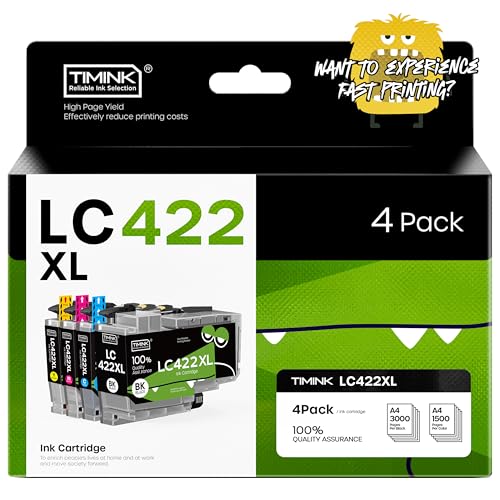 Timink 4 Pack LC422XL Druckerpatronen Kompatibel für Brother LC422 LC422XL LC-422XLVAL Druckerpatronen Kompatibel für Brother MFC-J6940DW MFC-J5345DW MFC-J6540DW MFC-J5340DW MFC-J5740DW Timink 4 Pack LC422XL Druckerpatronen Kompatibel für Brother LC422 LC422XL LC-422XLVAL Druckerpatronen Kompatibel für Brother MFC-J6940DW MFC-J5345DW MFC-J6540DW MFC-J5340DW MFC-J5740DW von Timink