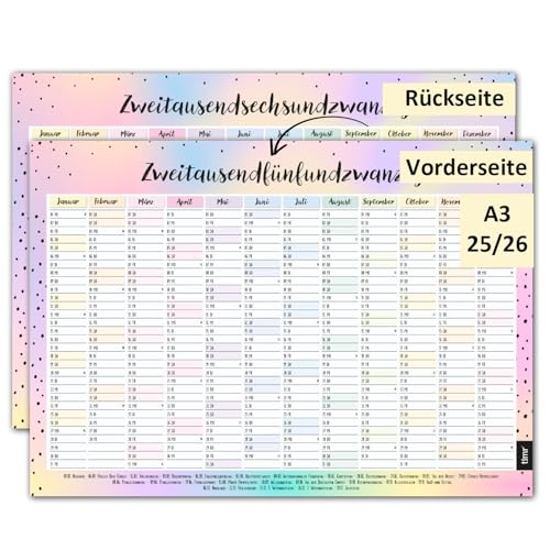 Timr Wandkalender 2025 inkl. 2026 Motiv Bunt - DIN A3 Kalender 12 Monate I beidseitig I tr293 von Timr