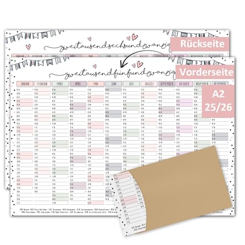 Timr Wandkalender 2025 inkl. 2026 Motiv Konfetti - DIN A2 Kalender 12 Monate I beidseitig I tr287 von Timr