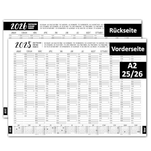 Timr Wandkalender 2025 inkl. 2026 Motiv Typo - DIN A2 Kalender 12 Monate I beidseitig I tr298 von Timr