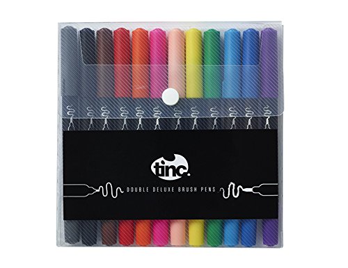 Tinc Filzstifte mit doppelter Spitze, für Kinder, für Schule und zu Hause, 12 verschiedene Farben, für Mädchen und Jungen, 12 Stück von Tinc