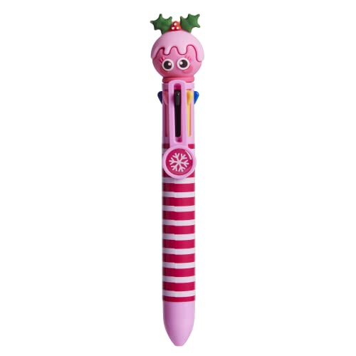 Tinc Kugelschreiber mit Weihnachts-Pudding-Motiv, 6-in-1, einziehbar, Rosa von Tinc