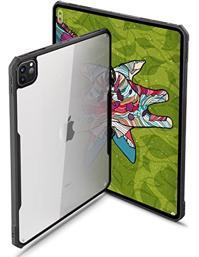TineeOwl iPad Pro 12.9 Zoll Hülle 2022, 2021, 2020 & 2018 (6., 5., 4. & 3. Generation), flexibles TPU absorbiert Stöße, unterstützt kabelloses Laden von Apple Pencil (schwarz/transparent Rückseite) von TineeOwl