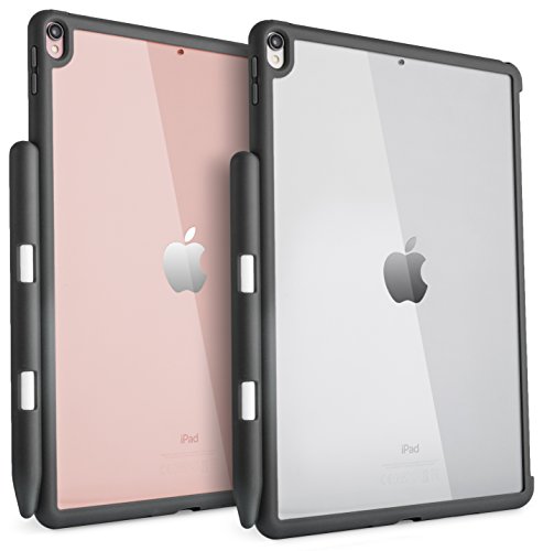 dinoding iPad Pro 10,5 Hybrid Klar Ultradünne TPU Fall mit Bleistift Halter, Kompatibel mit Apple Smart Tastatur und Smart Cover Schwarz Transparent/Schwarz von TineeOwl