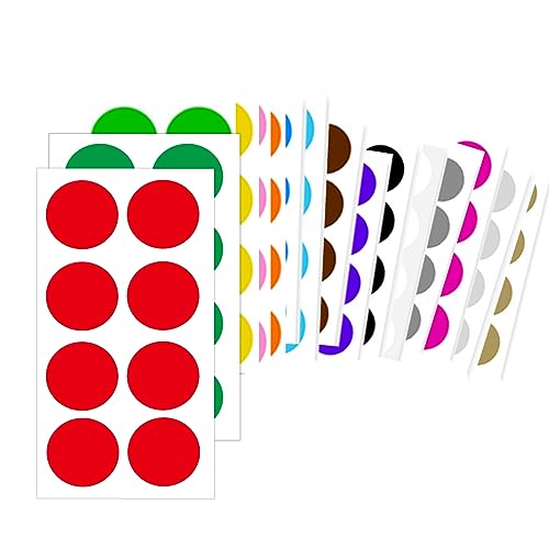 128 Stück Runde Klebepunkte 50mm selbstklebende Punktaufkleber 16 Farben Farbkodierung Etiketten Markierungspunkte für Büro, Familie, Schule, Kinder, Freizeit von TingDongWei