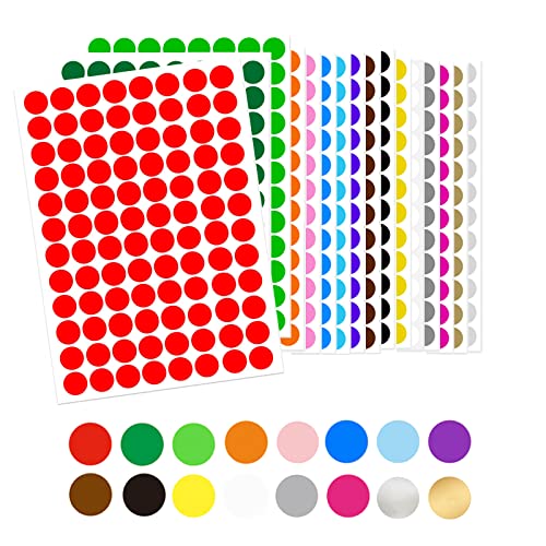 1536 Stück Runde Klebepunkte 15mm selbstklebende Punktaufkleber 16 Farben Farbkodierung Etiketten Markierungspunkte für Büro, Schule, Kalender, Karten-Aufkleber von TingDongWei