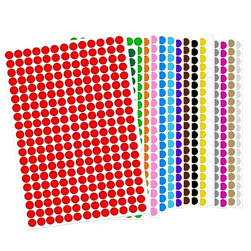 4480 Stück Runde Klebepunkte 8mm selbstklebende Punktaufkleber 16 Farben Farbkodierung Etiketten Markierungspunkte für Büro, Familie, Schule, Kinder, Freizeit von TingDongWei