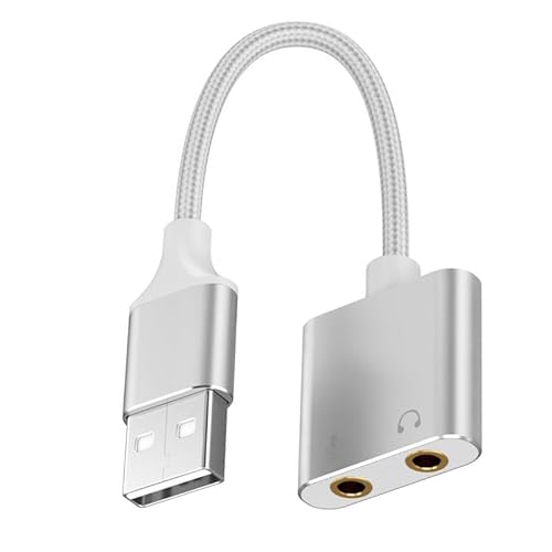TingHaoO Doppelfunktion USB Sound Adapter Draht Kopfhörer und Mikrofon Soundkarte für Gaming, Podcasting & Online Meetings von TingHaoO