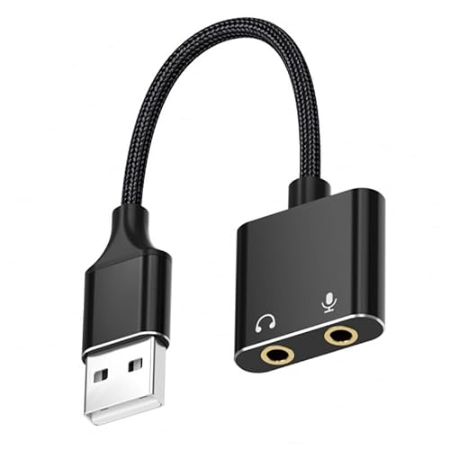 TingHaoO Doppelfunktion USB Sound Adapter Draht Kopfhörer und Mikrofon Soundkarte für Gaming, Podcasting & Online Meetings von TingHaoO