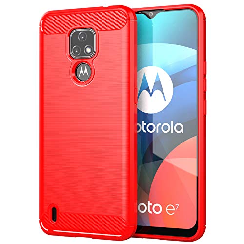 TingYR Hülle für Motorola Moto E7, Ultra Thin Silikon hülle Abdeckung Telefon Case Stoßfest Case Schutzhülle, Handyhülle für Motorola Moto E7 Smartphone.(Rot) von TingYR