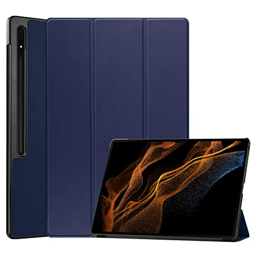 TingYR Hülle für Samsung Galaxy Tab S8 Ultra Tablethülle, WLeder, Klappständer, All-Inclusive-Schutz, Schutzhülle für Samsung Galaxy Tab S8 Ultra.(Blau) von TingYR