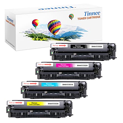 Tinnee 304A Toner Kompatibel für HP HP 304A CC530A CC531A CC532A CC533A Tonerpatronen für HP Color Laserjet CP2320 CM2320NF CM2320FXI CP2025 CP2025N CP2025DN (1 Schwarz, 1 Cyan, 1 Magenta, 1 Gelb) von Tinnee