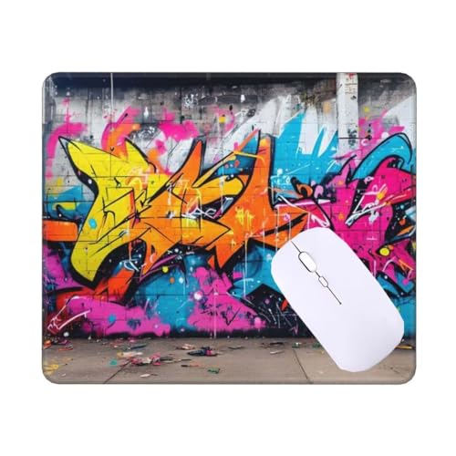 Mousepad Bunte Graffiti Mauspad Kleine 20 x 15 x 0.3 cm, mit Rutschfester Gummiunterseite, Wasserdichtes Mouse Pad, Mini Gaming Mauspad für Damen, Herren, Kabellose Maus Laptop Büro Zuhause T-650 von Tinnoon