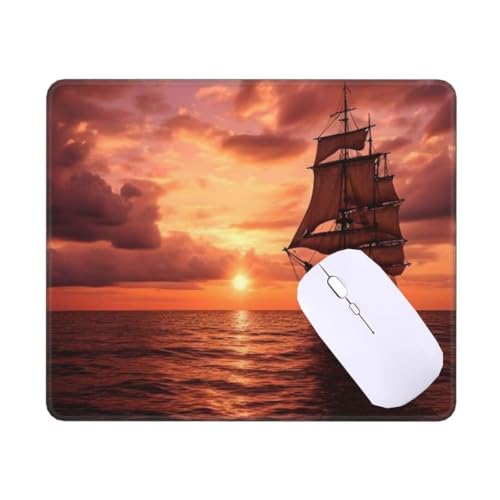 Mousepad Schiff Ozean Mauspad Kleine 25 x 21 x 0.3 cm, mit Rutschfester Gummiunterseite, Wasserdichtes Mouse Pad, Mini Gaming Mauspad für Damen, Herren, Kabellose Maus Laptop Büro Zuhause T-1948 von Tinnoon
