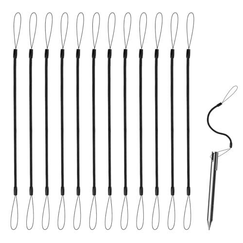 12stk Elastisches Trageband für Touch-Pens, 30cm Einziehbar Spiralband Kunststoff Stiftleine Anti-Verlust Stylus-Trageband Ideales Werkzeug zum Befestigen des Stylus am Touchscreen (Schwarz) von Tinoaly