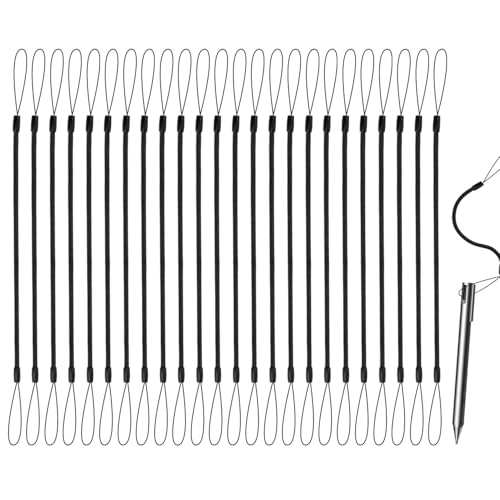 24stk Elastisches Trageband für Touch-Pens, 30cm Einziehbare Stiftleine Spiralfederbänder Kunststoff Trageband für Stylus Werkzeug zum Befestigen Eines Zeichenstifts am Touchscreen (Schwarz) von Tinoaly