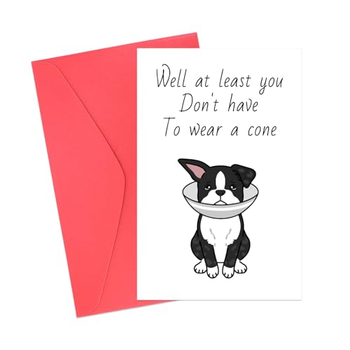 Tinoaly Gute Besserung Karten, Genesungskarte Nach Einer Operation Umschlag Wenigstens Müssen Keinen Kegel Tragen Gute-Besserung-Karten Operation Fühlen Besser Geschenkkarte Männer Frauen(Bulldogge) von Tinoaly