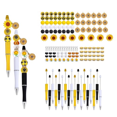 152-teiliges Perlen-Kugelschreiber-Set mit Perlen, Schlüsselanhänger-Clips und Blumenanhängern für Kinder und Erwachsene, Weihnachtsgeschenk von TintTower