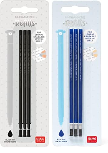 Legami - Recambio para bolígrafo de gel borrable, juego de 3 unidades, altura 13 cm, tinta termosensible negro+azul, punta 0,7 mm von Tinta Unita