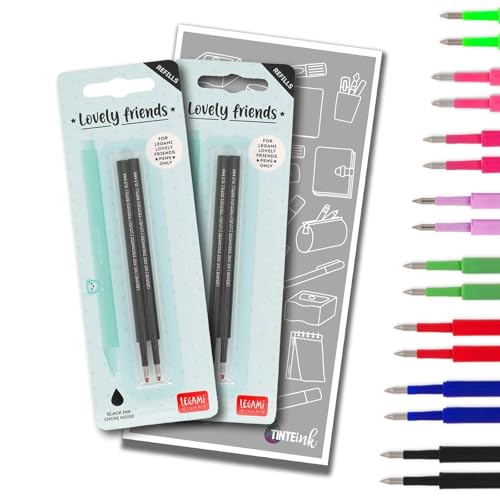 Legami Kugelschreiberminen für Lovely Friends, Stift-Serie mit Tinte Ink Umschlag (Schwarz (Doppelpack)) von Tinte Ink