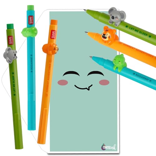 Legami Lovely Friends Stifte Set inkl. Geschenkumschlag - Wählen Sie süßes Design! (Koala, Dino & Tiger Pack) von Tinte Ink