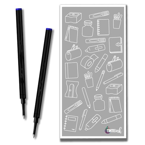 Tintenrollermine fein 0,6 mm, kompatibel mit Schmidt 888 Kugelschreiberminen und anderen Stiften, Farbe und Menge auswählen mit Tinte Ink Umschlag (Blau, 2) von Tinte Ink