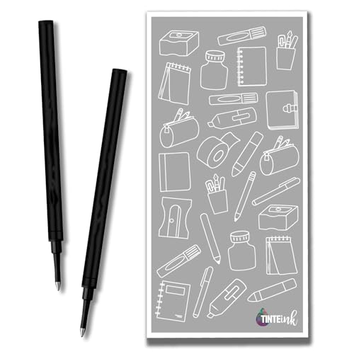 Tintenrollermine fein 0,6 mm, kompatibel mit Schmidt 888 Kugelschreiberminen und anderen Stiften, Farbe und Menge auswählen mit Tinte Ink Umschlag (Schwarz, 2) von Tinte Ink